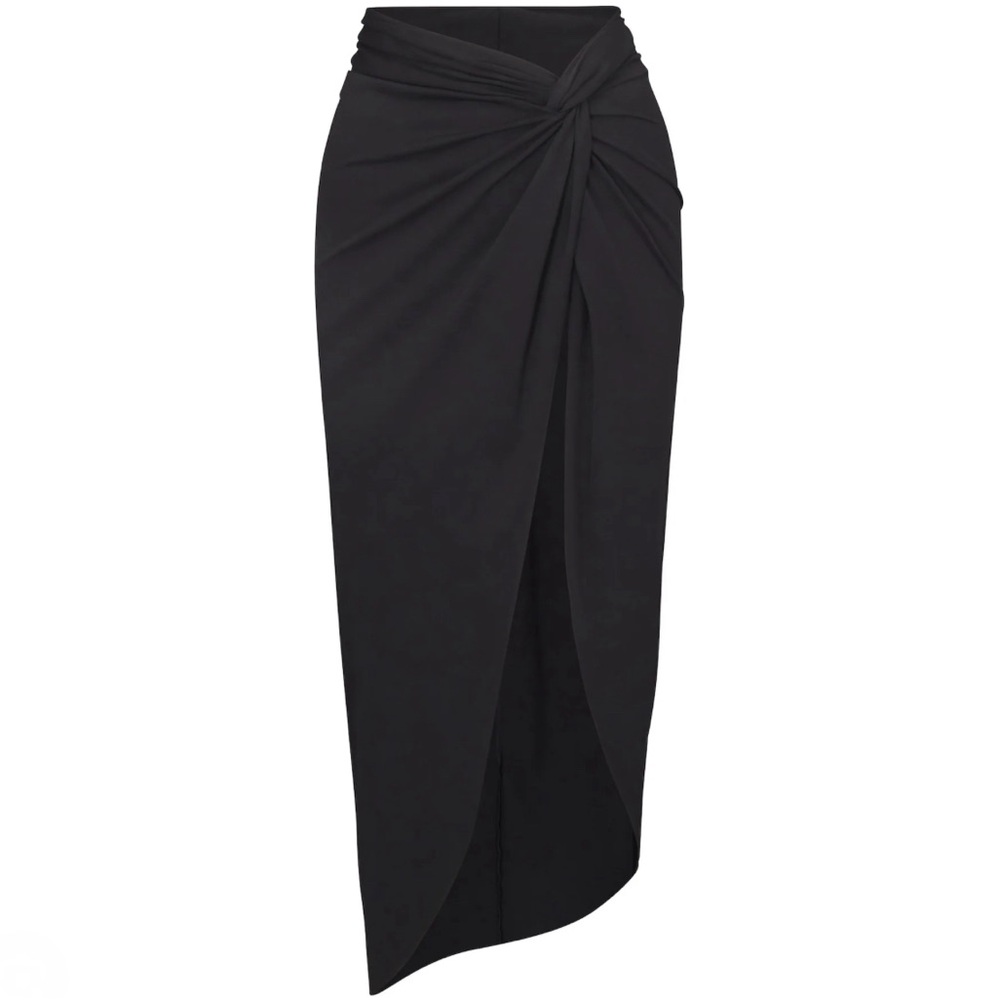 SKIMS Black Draped Maxi Skirt